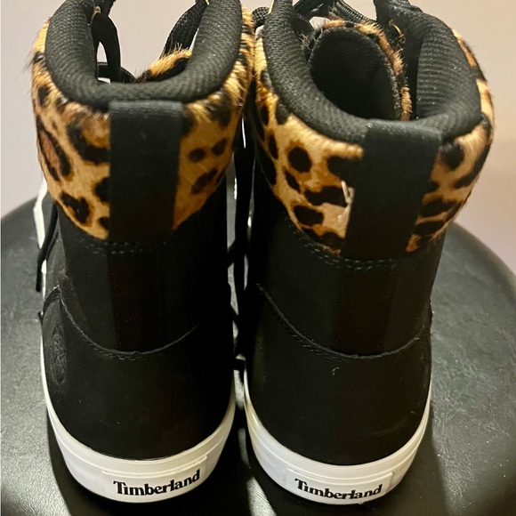 Timberland Leopard Print Black High-Top Sneakers - Picture 2 of 6